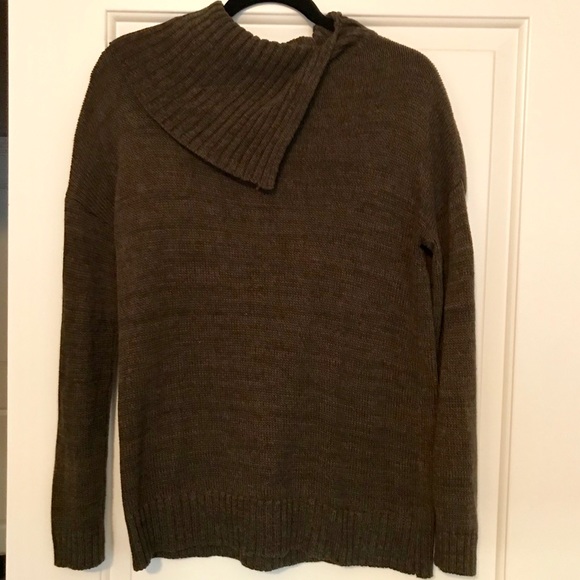 Olive Fold-Over Turtleneck Sweater - Picture 1 of 4